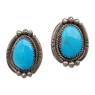 Vintage Navajo Sterling Turquoise Earrings 9.1g