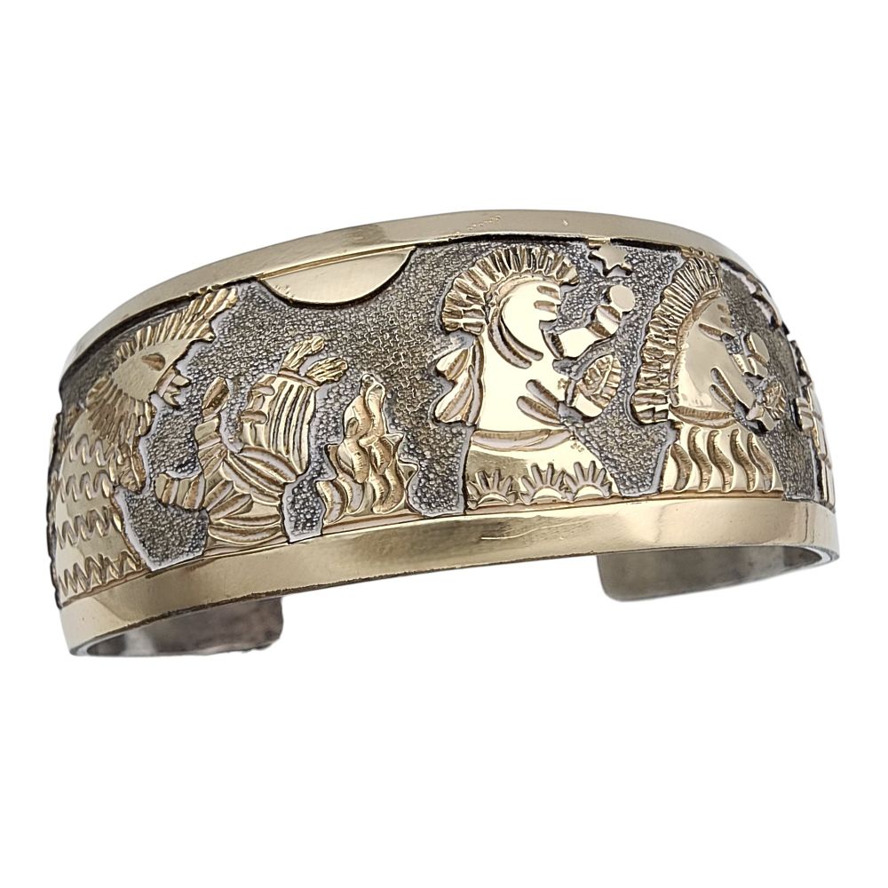 Lot 153: Floyd & Lloyd Becenti Navajo Sterling Storyteller Cuff Bracelet