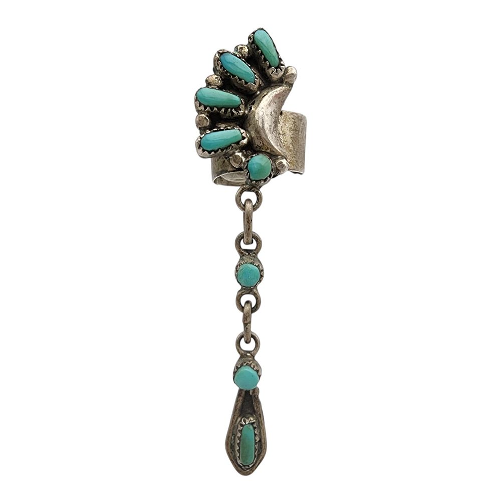 Lot 155: Bill & Lucinda Laweka Zuni Sterling Turquoise Earring Cuff