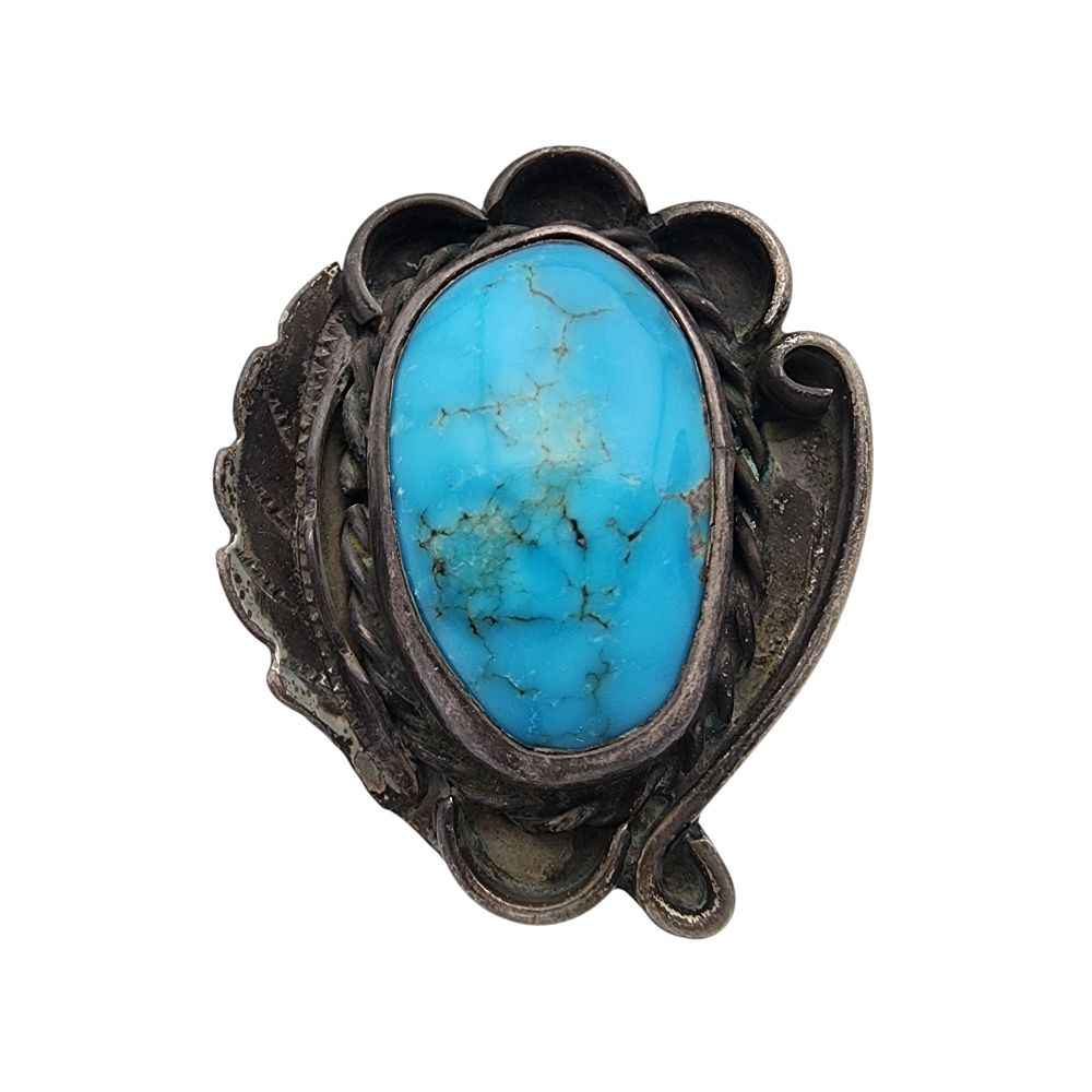 Lot 174: Vintage Navajo Sterling Turquoise Ring Sz 8