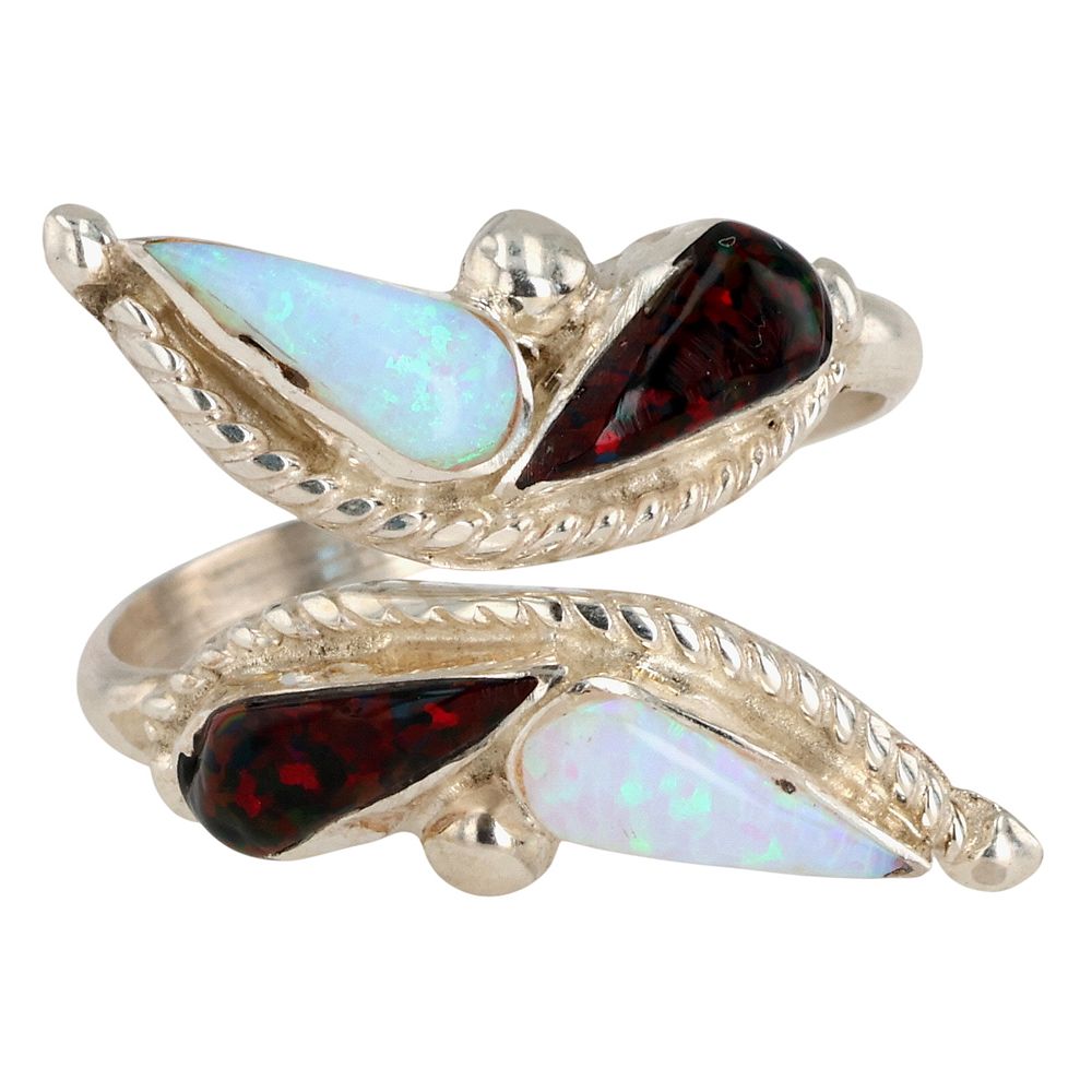 Lot 154: Joan Cooeyate Zuni Sterling Opal Wrap Ring