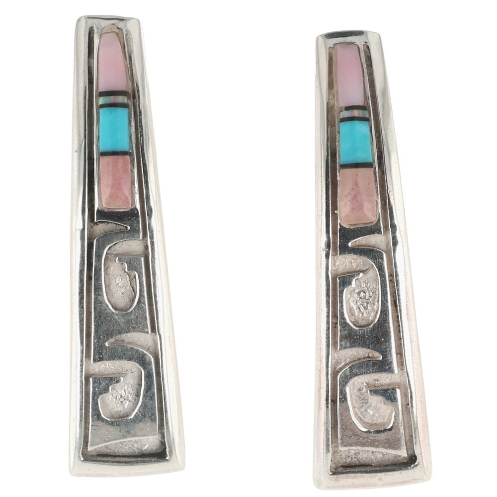 Lot 157: Grace Hale Navajo Sterling Multi-Stone Inlay Earrings
