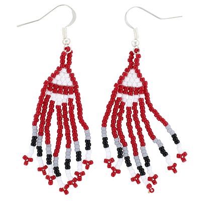 Navajo Sterling Beadwork Mosaic Hook Dangle Earrings 4.5g
