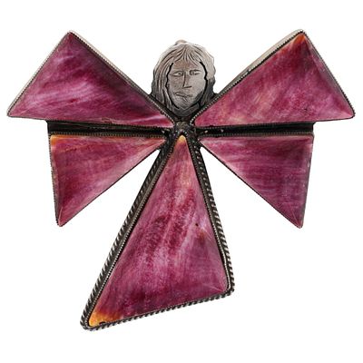 Calvin Martinez Navajo Sterling Spiny Oyster Angel Brooch Pendant 33g