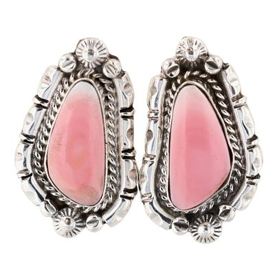 Desiri Martin Navajo Sterling Pink Conch Stud Earrings 10g