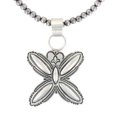 Roland Dixon Navajo Plain Silver Butterfly Necklace. Roland Dixon Navajo Sterling Plain Silver 