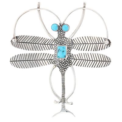 Clarence & Russell Lee Navajo Sterling Turquoise Dragonfly Brooch 20g