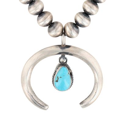 Rena Begay Navajo Sterling Kingman Turquoise Naja Necklace 47g
