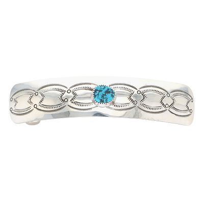 Joan Begay Navajo Sterling Kingman Turquoise Hair Clip 15.5g