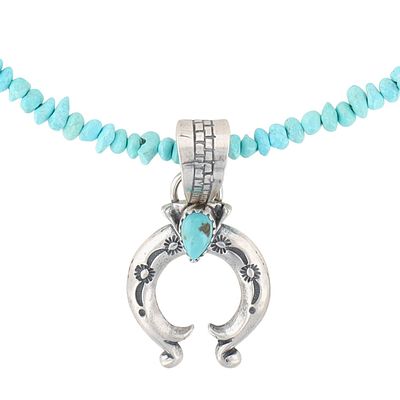Sharon McCarthy Navajo Sterling Thunder Mountain Turquoise Naja Necklace 20.5g