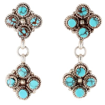 Jovi Burns Zuni Sterling Turquoise Stud Dangle Earrings 8g