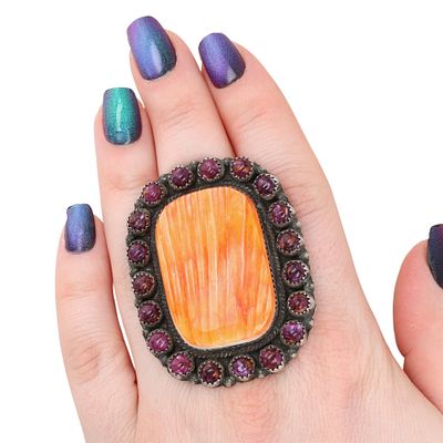 Dean Brown Navajo Spiny Oyster Statement Ring Sz 8.5, 30g