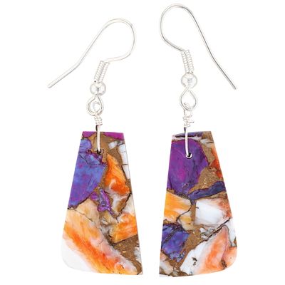 Navajo Sterling Spiny Dahlia Hook Earrings 4g