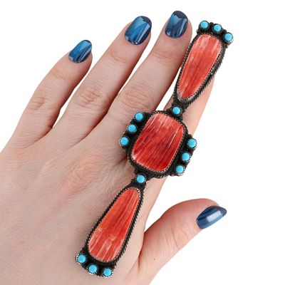 Dean Brown Navajo Multi-Stone Statement Ring Sz 11, 45g-Spiny Oyster, Turquoise
