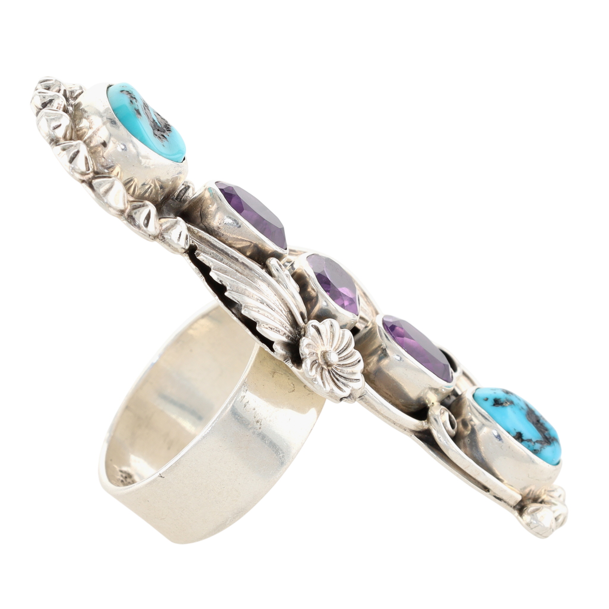 Lot 150 - Running Bear Shop Sterling Multi-Stone Ring Sz 9 | Retro Roadshow
