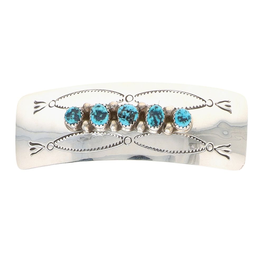 Lot 164: Joan Begay Navajo Sterling Kingman Turquoise Hair Clip