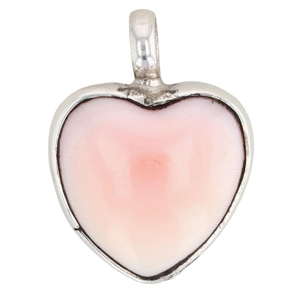 Lot 190: Marcella James Navajo Sterling Pink Conch Heart Pendant