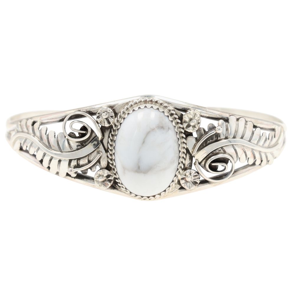 Lot 228: Phillip Yazzie Navajo Sterling Howlite Cuff Bracelet