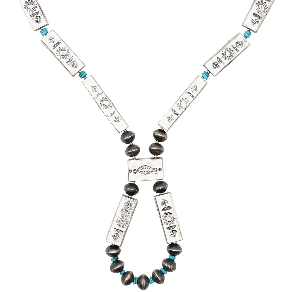 Lot 231: Sophia Becenti Navajo Sterling Kingman Turquoise Necklace