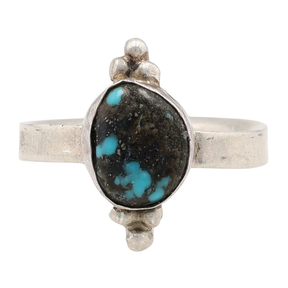 Lot 247: Vintage Navajo Sterling Turquoise Ring Sz 6.25