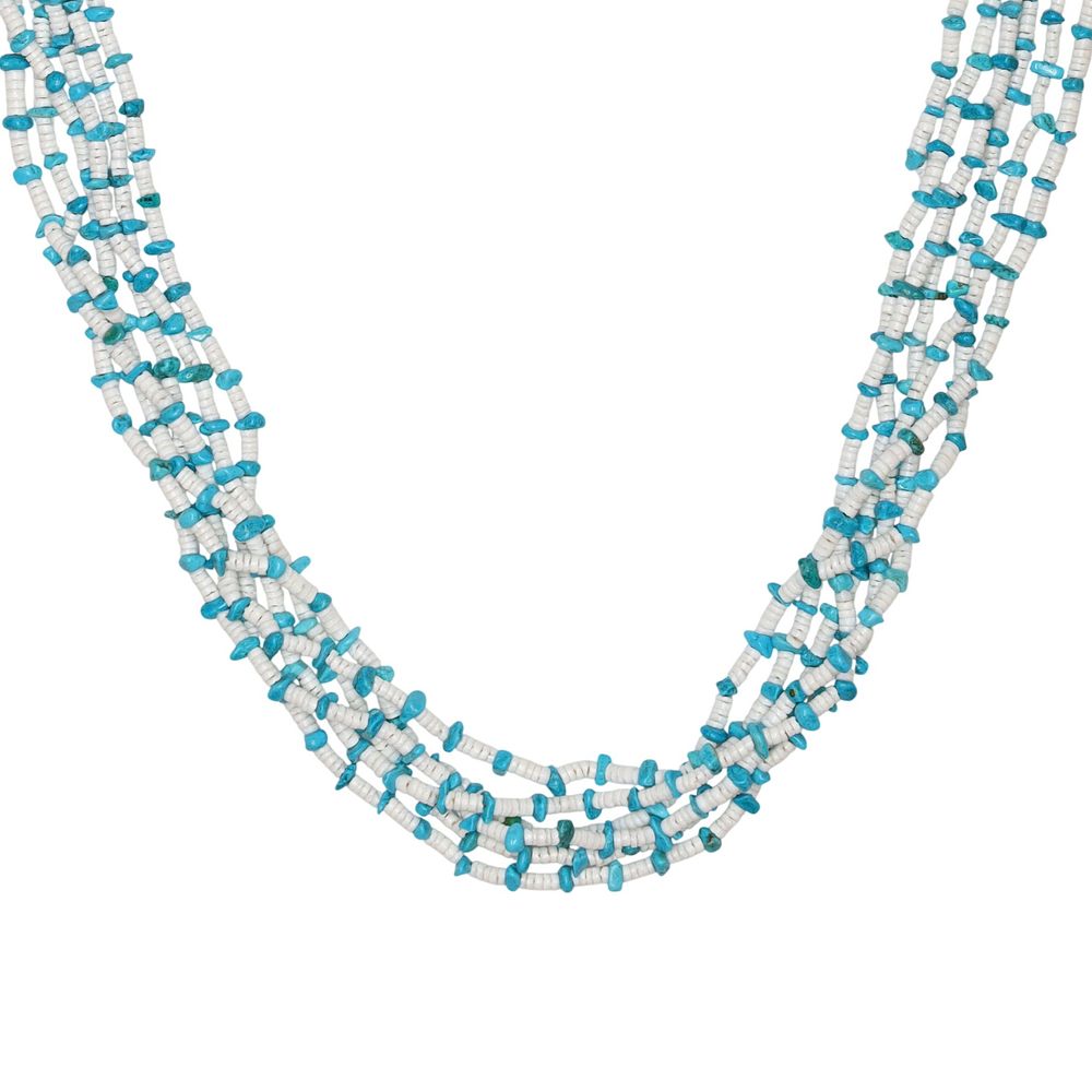 Lot 354: Richardson's Trading Post Stunning Vintage Santo Domingo Sterling Multi-Stone Heishi Necklace