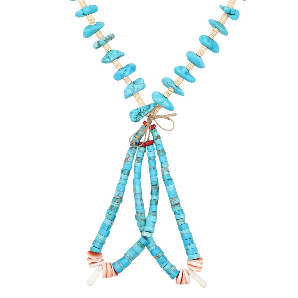 Lot 360: Richardson's Trading Post Vintage Santo Domingo Sterling Multi-Stone Heishi Necklace And Jacklas