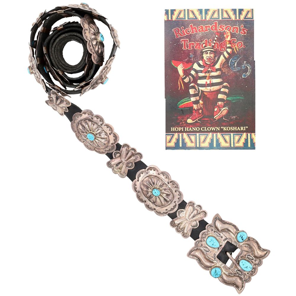 Lot 361: Richardson's Trading Post Ben Yazzie Navajo Sterling Turquoise Concho Belt