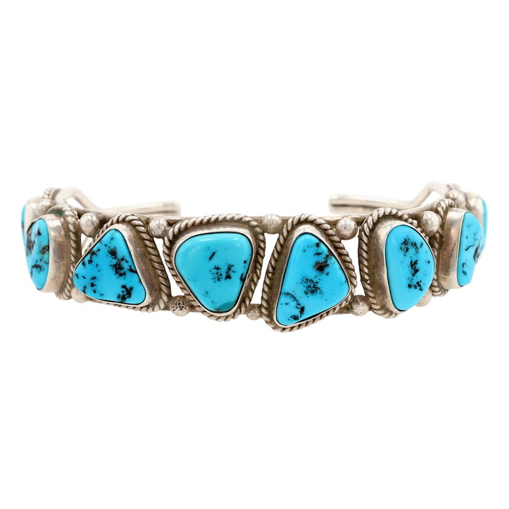 Lot 372: Richardson's Trading Post Jimson Belin Navajo Sterling Turquoise Cuff Bracelet