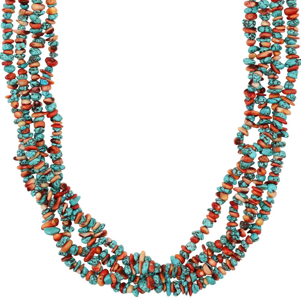 Lot 383: Richardson's Trading Post Vintage Santo Domingo Multi-Stone Treasure Bead Heishi Necklace