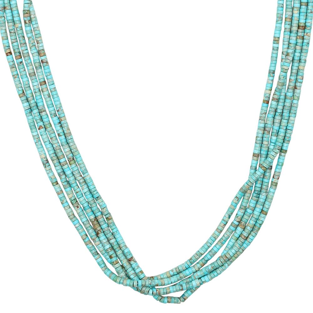 Lot 387: Richardson's Trading Post Navajo 5-Strand Turquoise Heishi Necklace