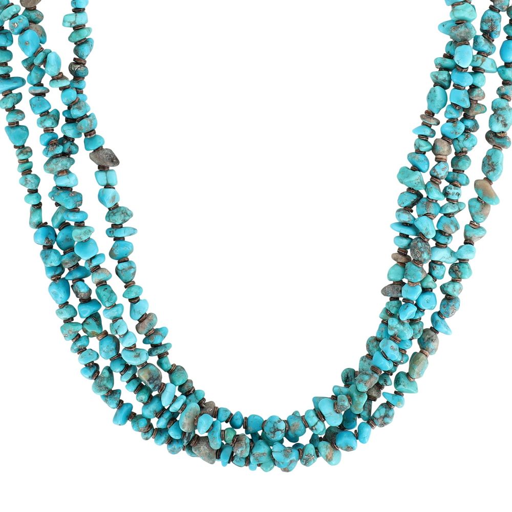 Lot 399: Vintage Navajo Sterling Turquoise Heishi Necklace
