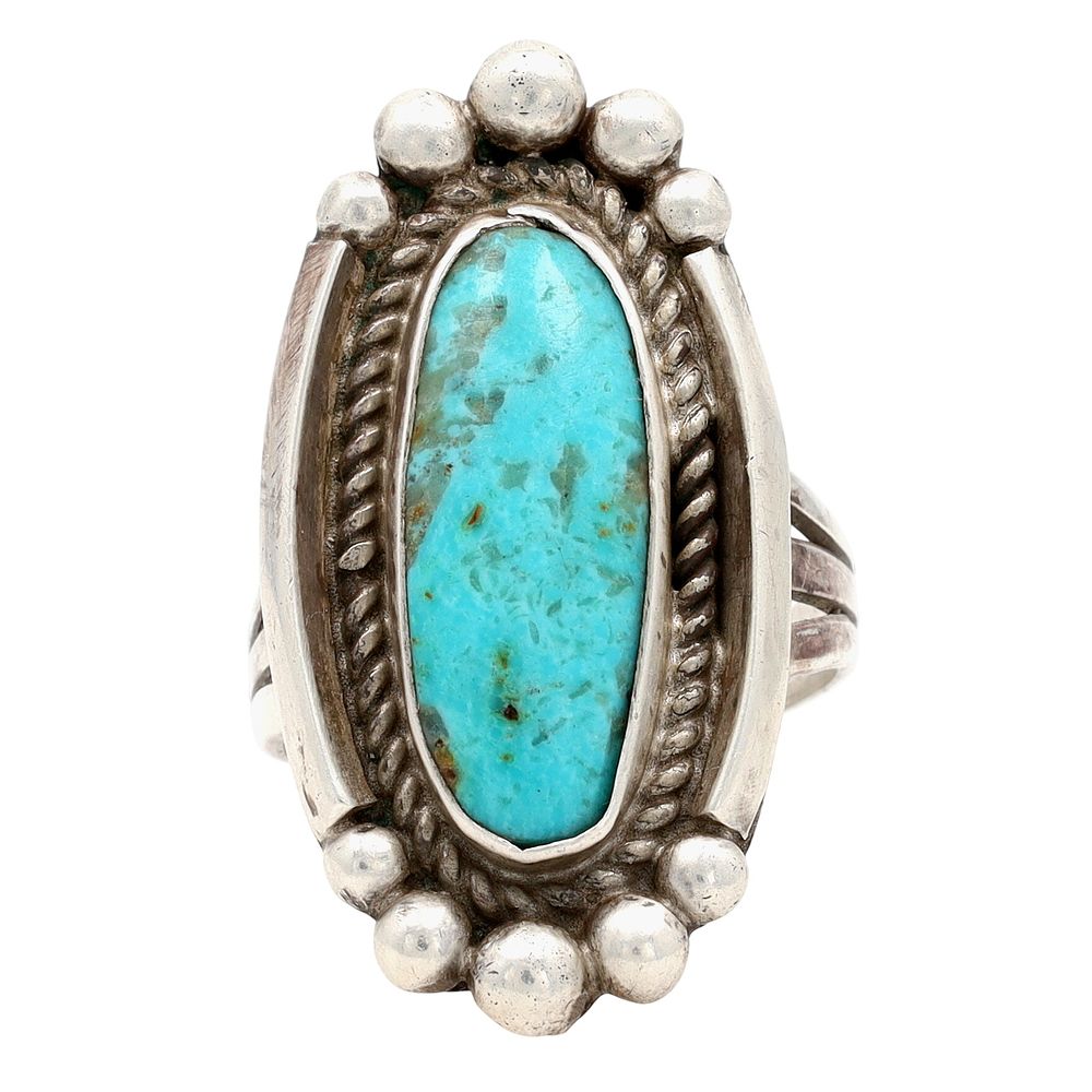 Lot 400: Vintage Navajo Sterling Turquoise Ring Sz 8.75