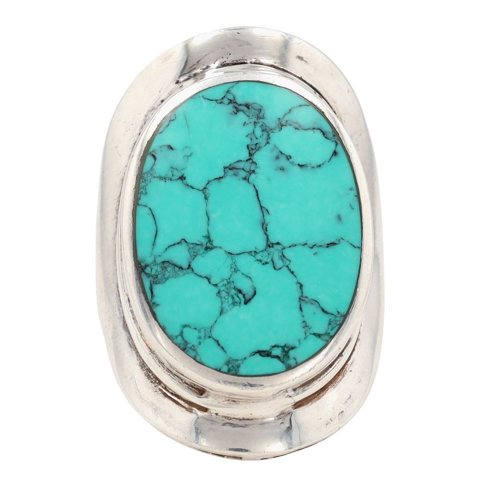 Lot 418: Mexico Sterling Turquoise Ring Sz 7