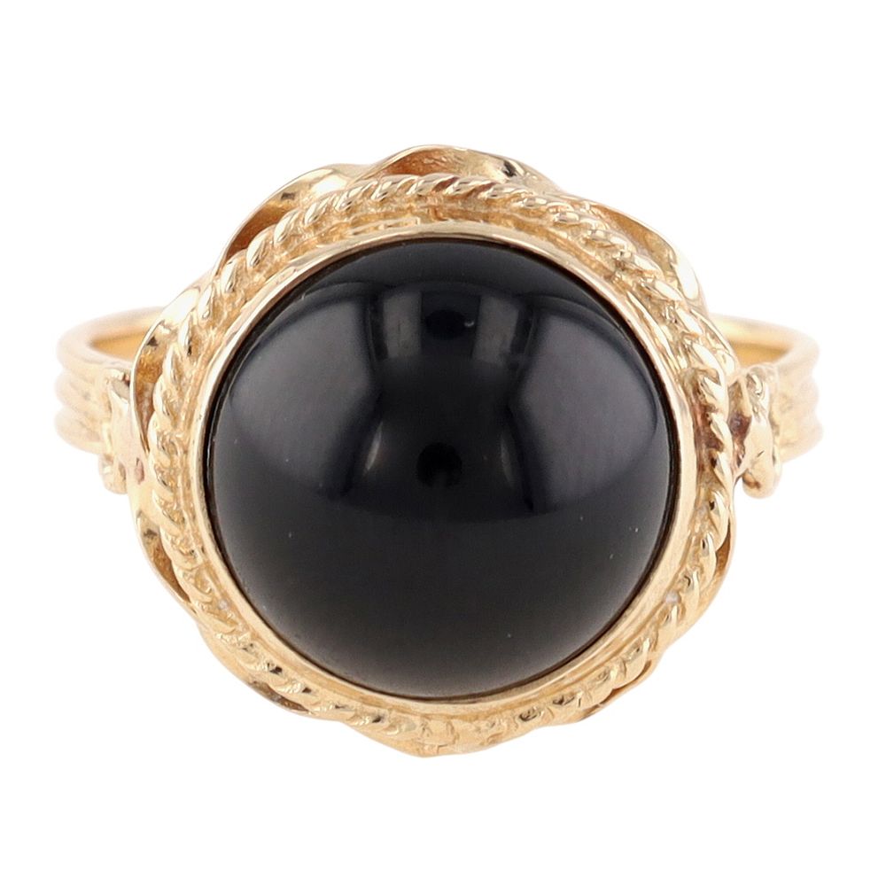 Lot 448: Vintage Gold Over Sterling Onyx Ring Sz 7.5