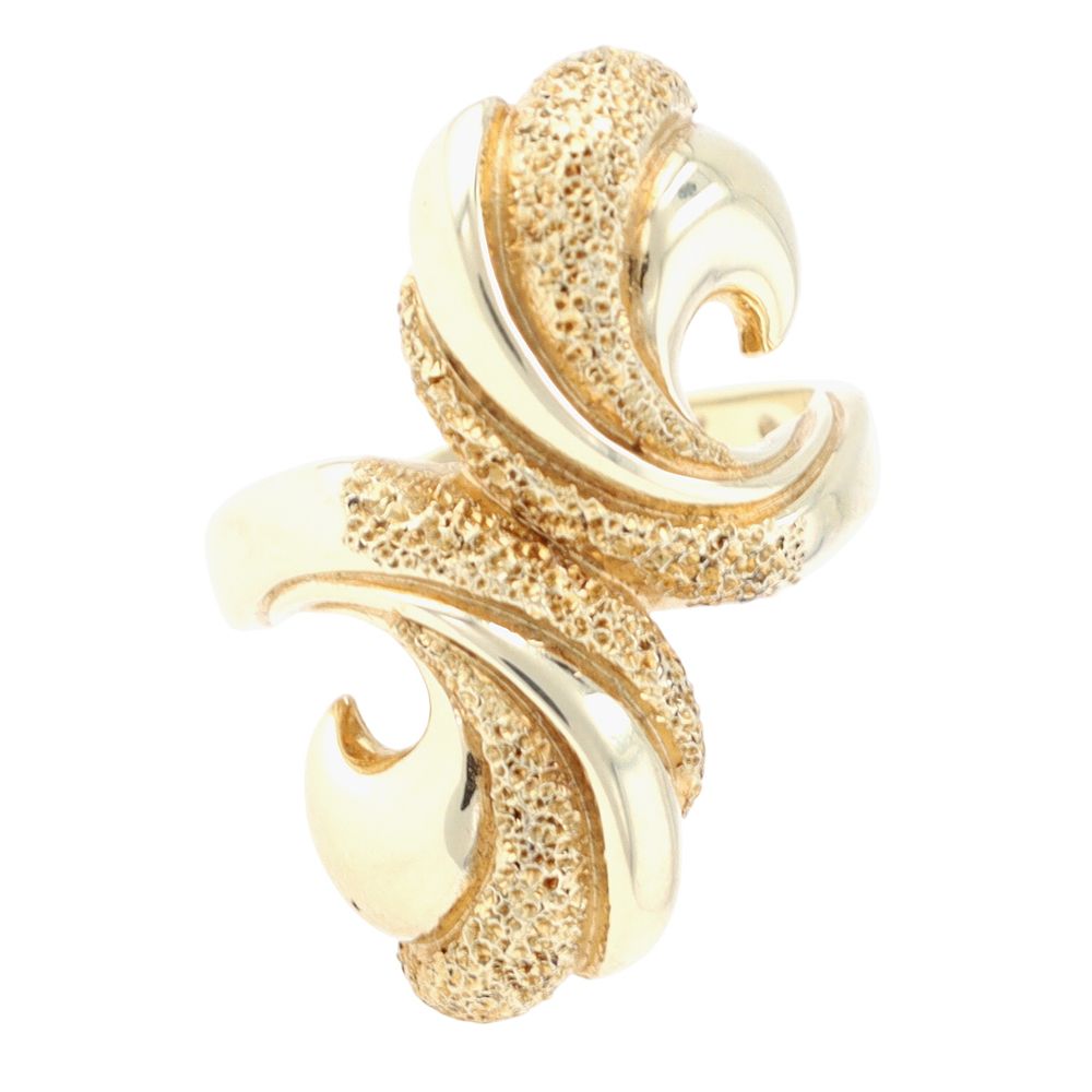 Lot 453: Signed 14K Gold Textured Swirl Ring Sz 7