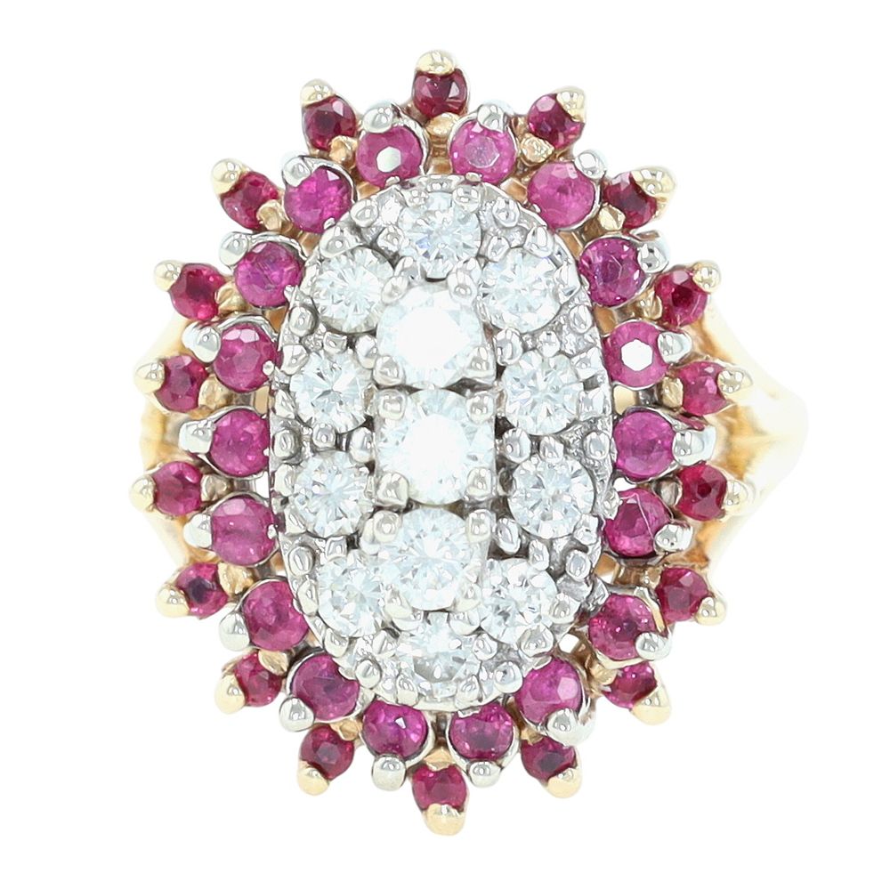 Lot 464: ROR G 14K Plumb Gold Multi-Stone Cluster Cocktail Ring Sz 7.25