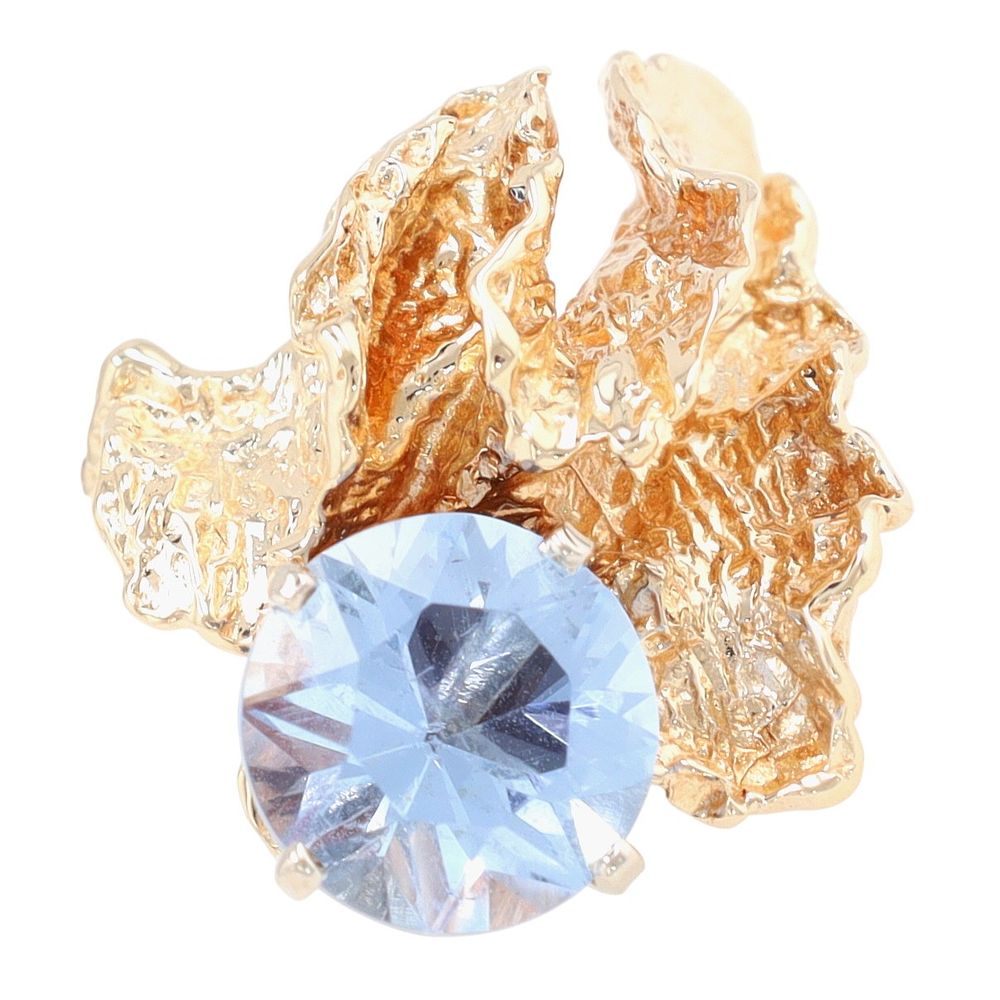 Lot 469: 14K Gold Topaz Fan Coral Ruffle Ring Sz 6.5