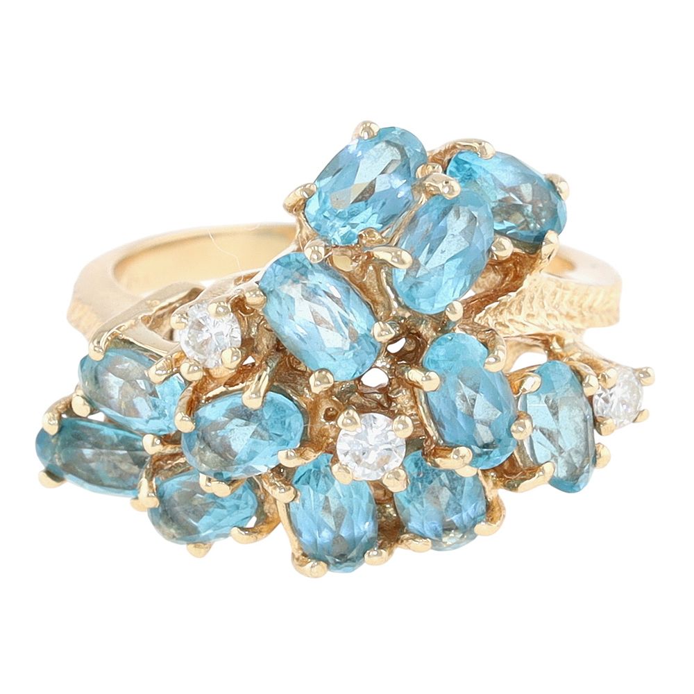 Lot 470: CTD 14K Multi-Stone Cluster Ring Sz 7