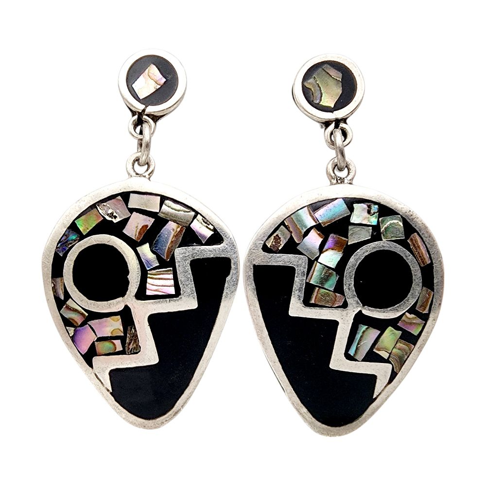 Lot 457: Mexico TM-235 Sterling Inlay Earrings