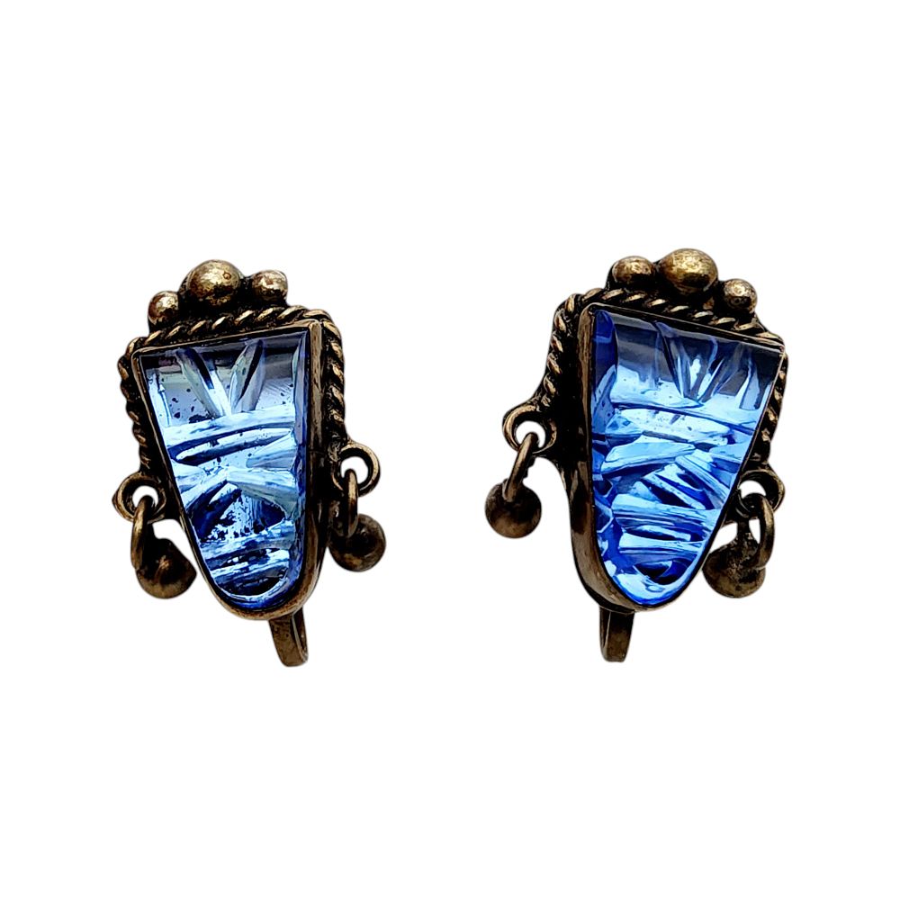 Lot 461: Mexico Sterling Mask Earrings