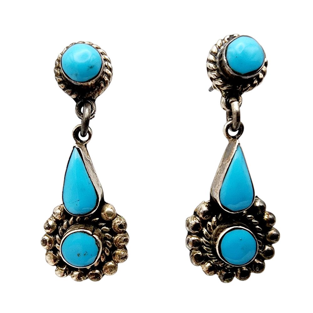 Lot 463: Mexico Sterling Turquoise Earrings