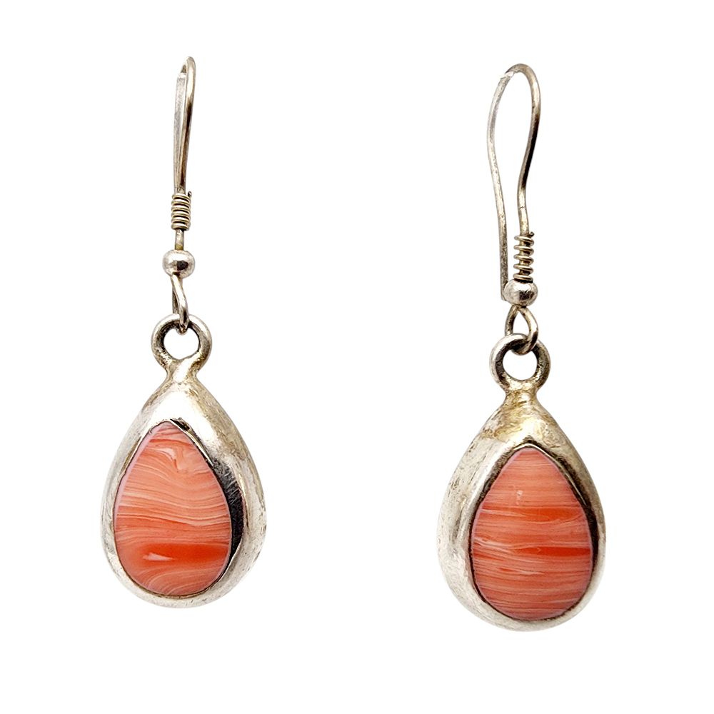 Lot 466: Mexico Sterling Pink Swirl Teardrop Earrings