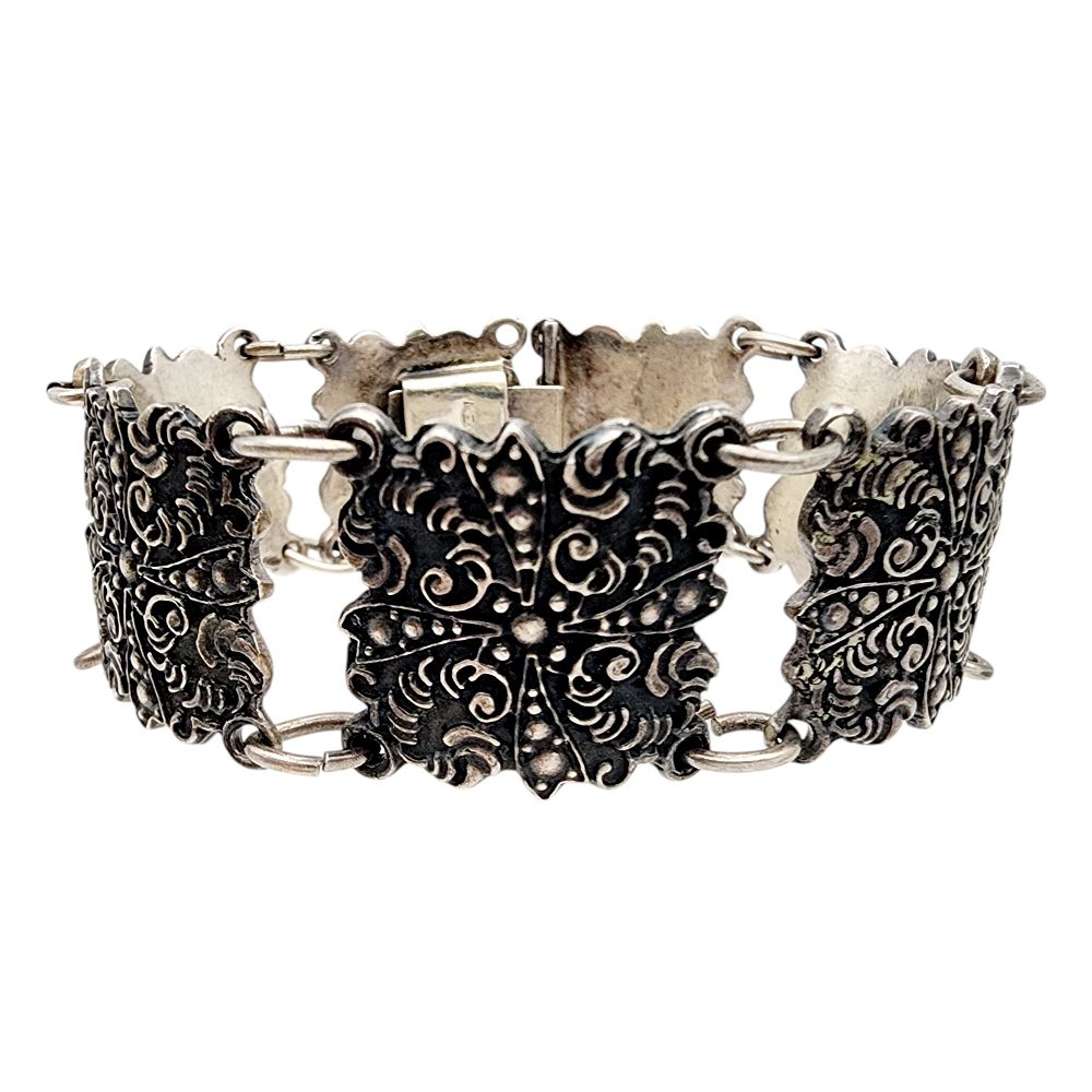 Lot 468: Vintage Mexico Sterling Panel Bracelet