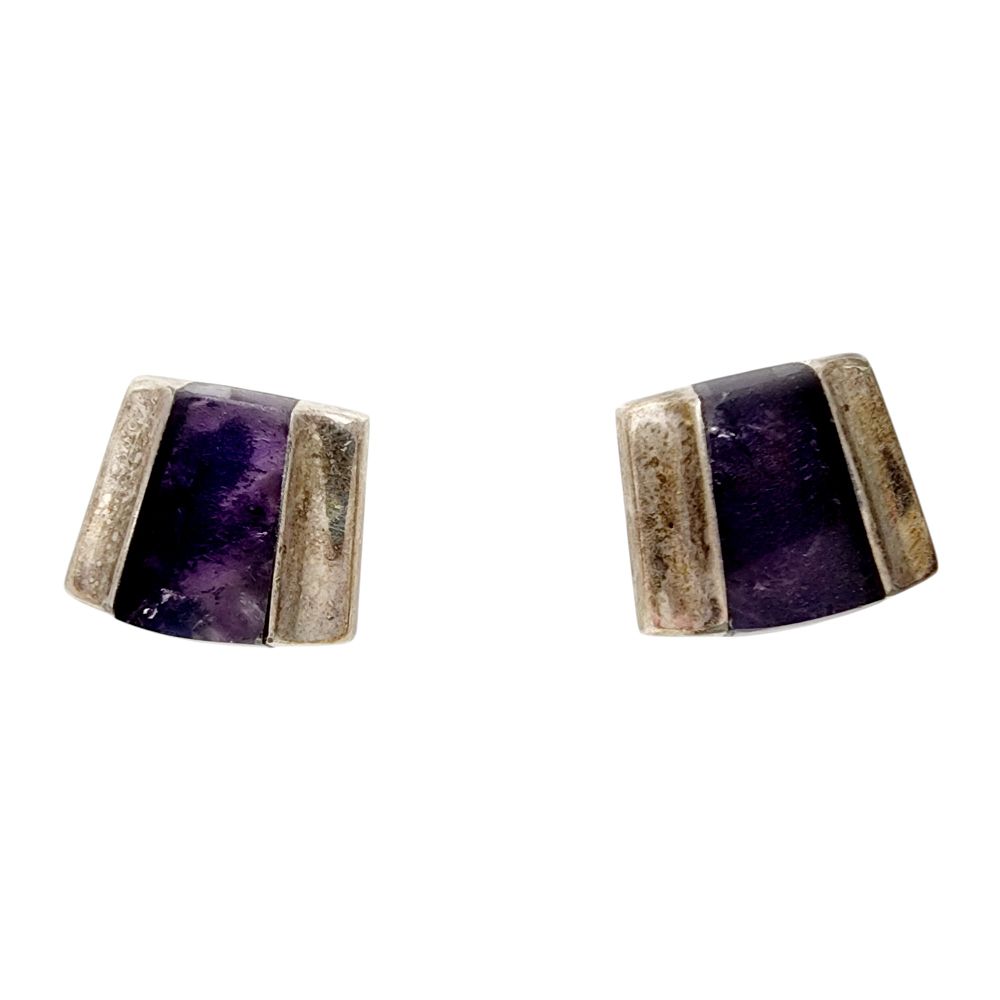 Lot 479: Mexico Sterling Amethyst Earrings