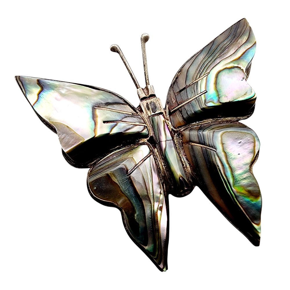 Lot 483: Mexico Eagle 112 Sterling Abalone Butterfly Brooch