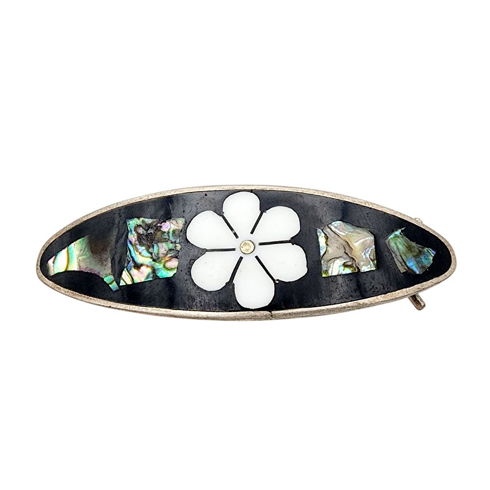 Lot 494: Mexico Alpaca Silver Inlay Hair Barrette