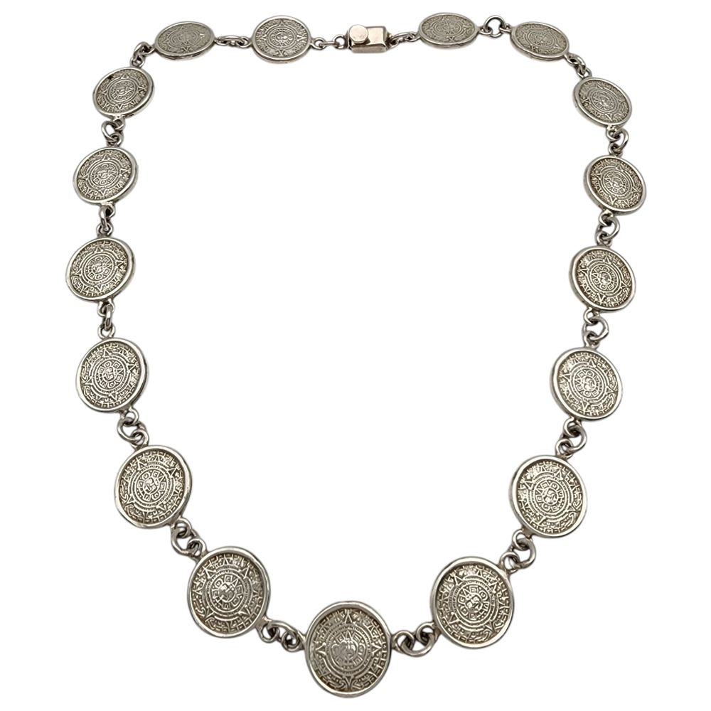 Lot 502: Mexico TP-87 Sterling Aztec Calendar Necklace