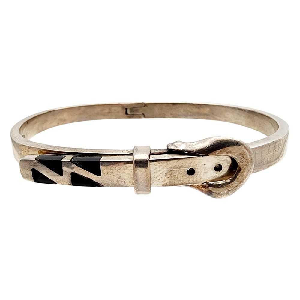 Lot 505: Mexico Sterling Adjustable Belt Bangle Bracelet