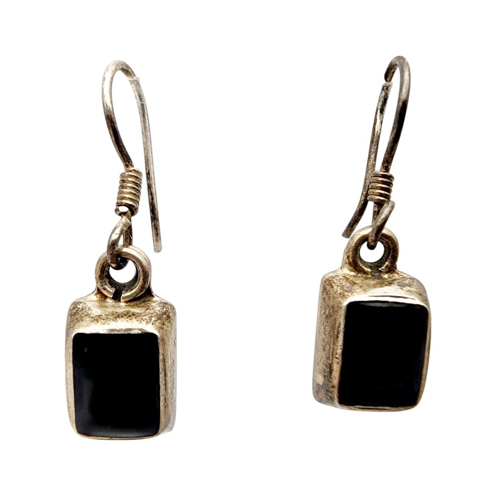 Lot 507: Mexico Sterling Onyx Earrings