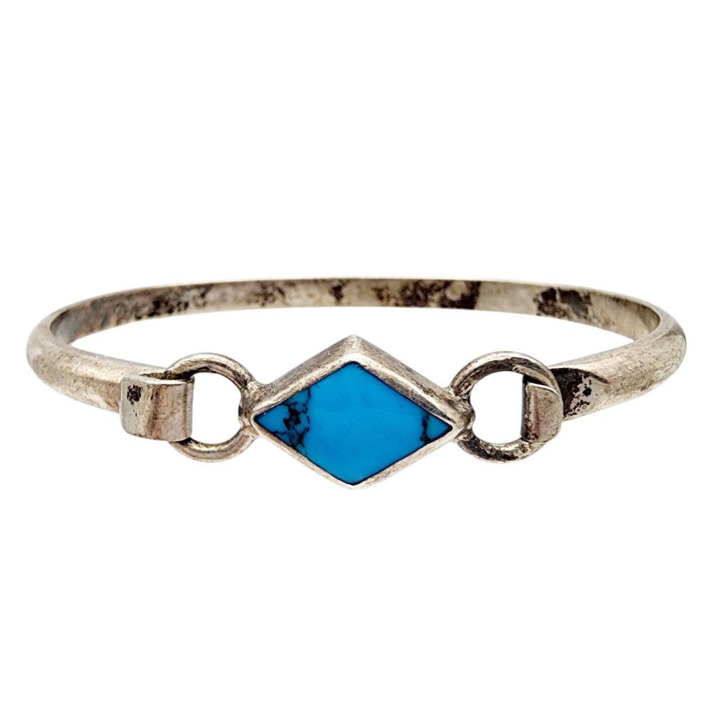 Lot 509: Mexico Sterling Turquoise Bangle Bracelet